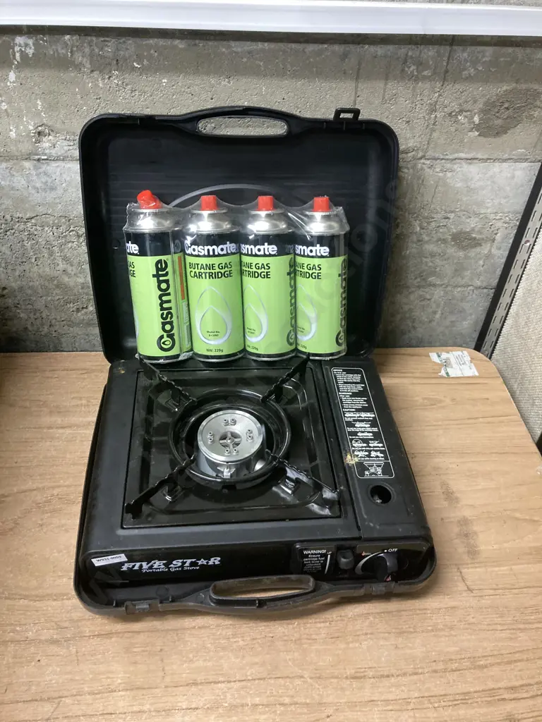 Five Star Portable Gas Stove With 4 x Gasmate 220g Butane Gas Cartridges Image 1++